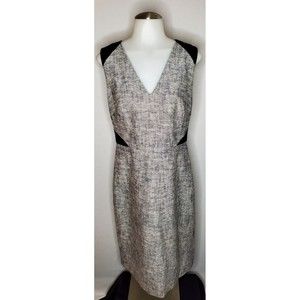 J.Crew Dress Sleeveless Sheath Pencil Gray Navy Tweed Heavy Woven Lined Size 8